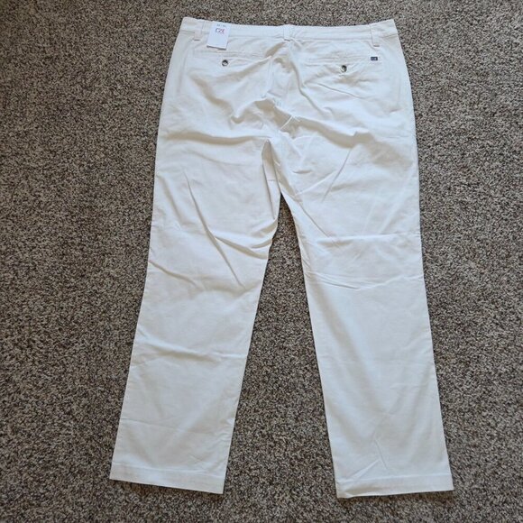 Cutter and Buck Voyager Chino Pants Mens 38x30 White Preppy Tenniscore New NWT - Picture 2 of 7